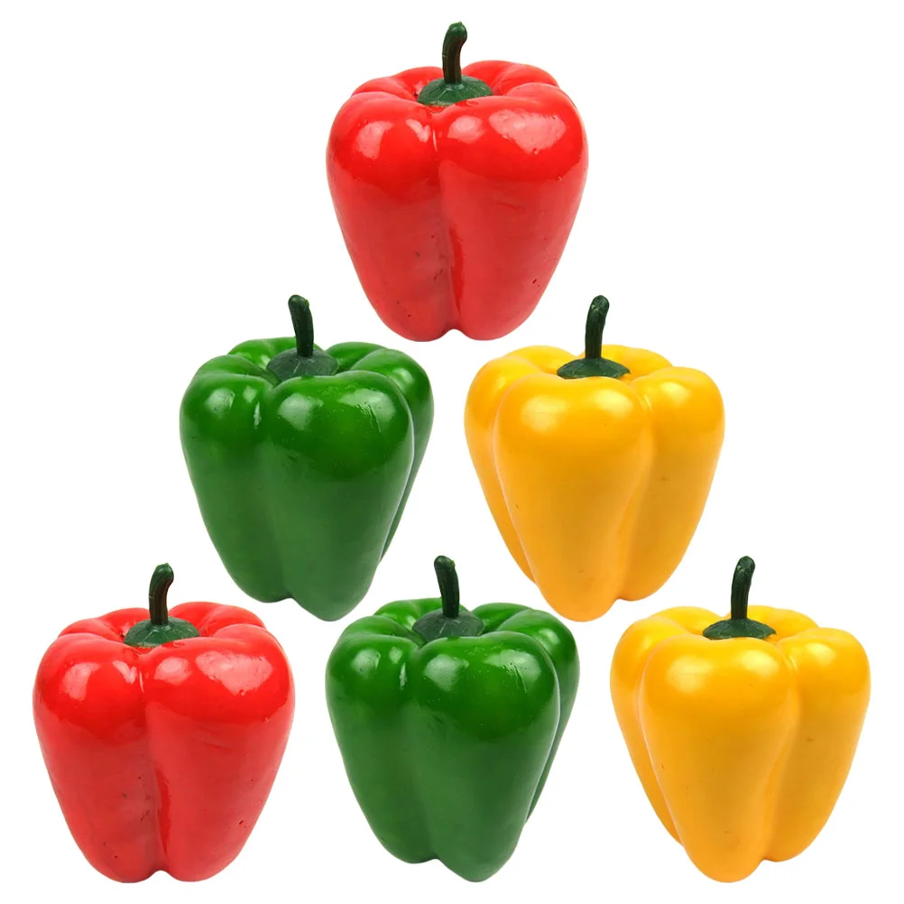 

6 Pcs Simulation Bell Pepper Model Artificial Ornament Prop Decoration Vegetables Plant Photo Props Restaurant Display