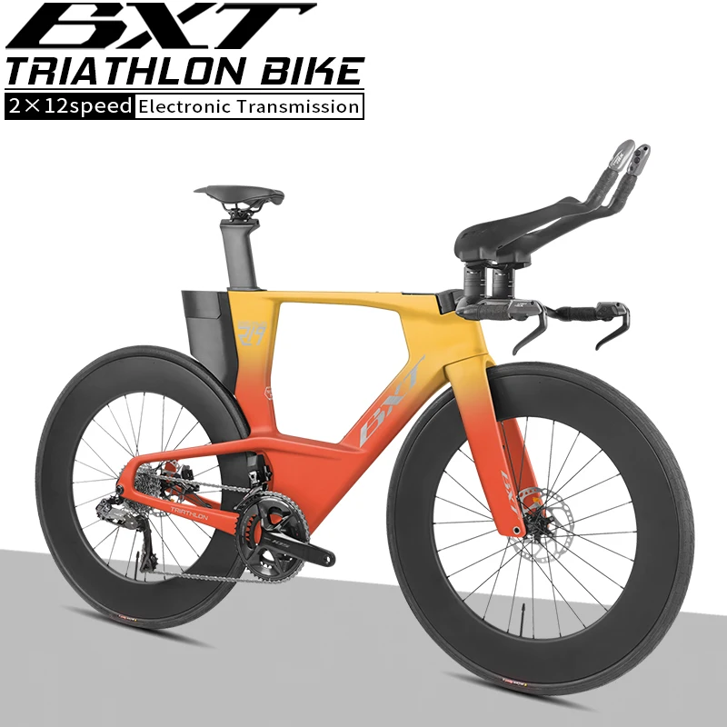 BXT T1000 Carbon TT Fahrrad Triathlon TT Carbon Rennrad mit vollständig interner Verkabelung, Rahmenset für L-TWOO ERX 2×12-Gang-Schaltung