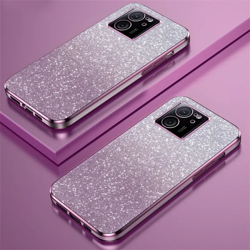 Luxury Plating Gradient Glitter Phone Case For Xiaomi Mi 13T 12T 11T Pro 14 13 12 11 Lite POCO X3 NFC X5 F3 F4 F5 M3 M4 Cover