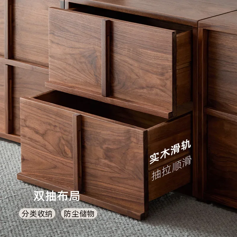 North American black walnut TV cabinet living room medieval module combination side cabinet retro multi-function