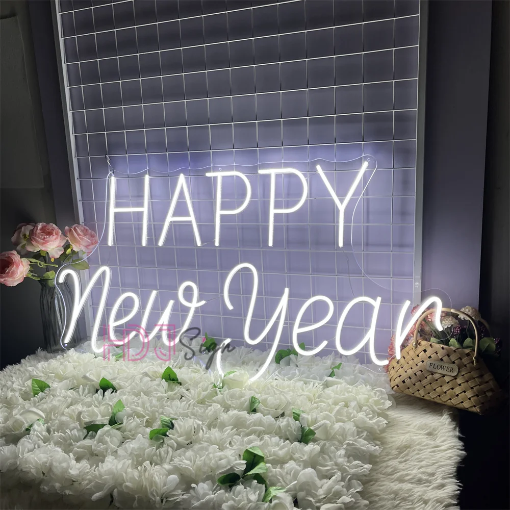 سنة جديدة سعيدة LED النيون علامات غرفة المنزل حفلة وحدة إضاءة LED جداريّة ديكور عيد الميلاد أضواء النيون السنة الجديدة الديكور هدايا للأطفال #4