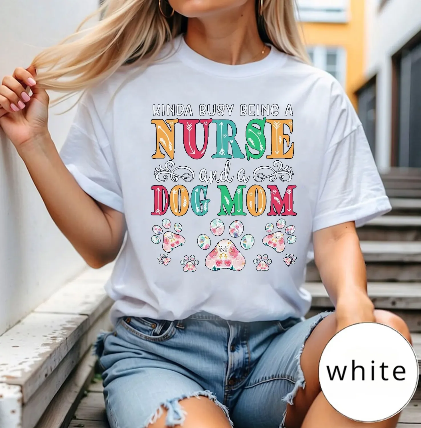 

Новая хлопковая футболка для медсестры, собаки и мамы, подарок, футболки унисекс для медсестры, собаки и мамы, топы, одежда, подарок для любителей собак