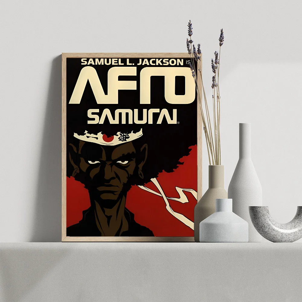 1PC Afro Samurai Poster Movie Sticky Posters Retro Kraft Paper Sticker DIY Room Bar Cafe Aesthetic Art Wall Painting