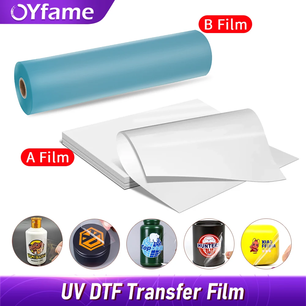 Oyfame uv dtf film a für uv dtf aufkleber drucker a4 a3 uv drucker film wasserdicht logo übertragung uv dtf film aufkleber alle drucken