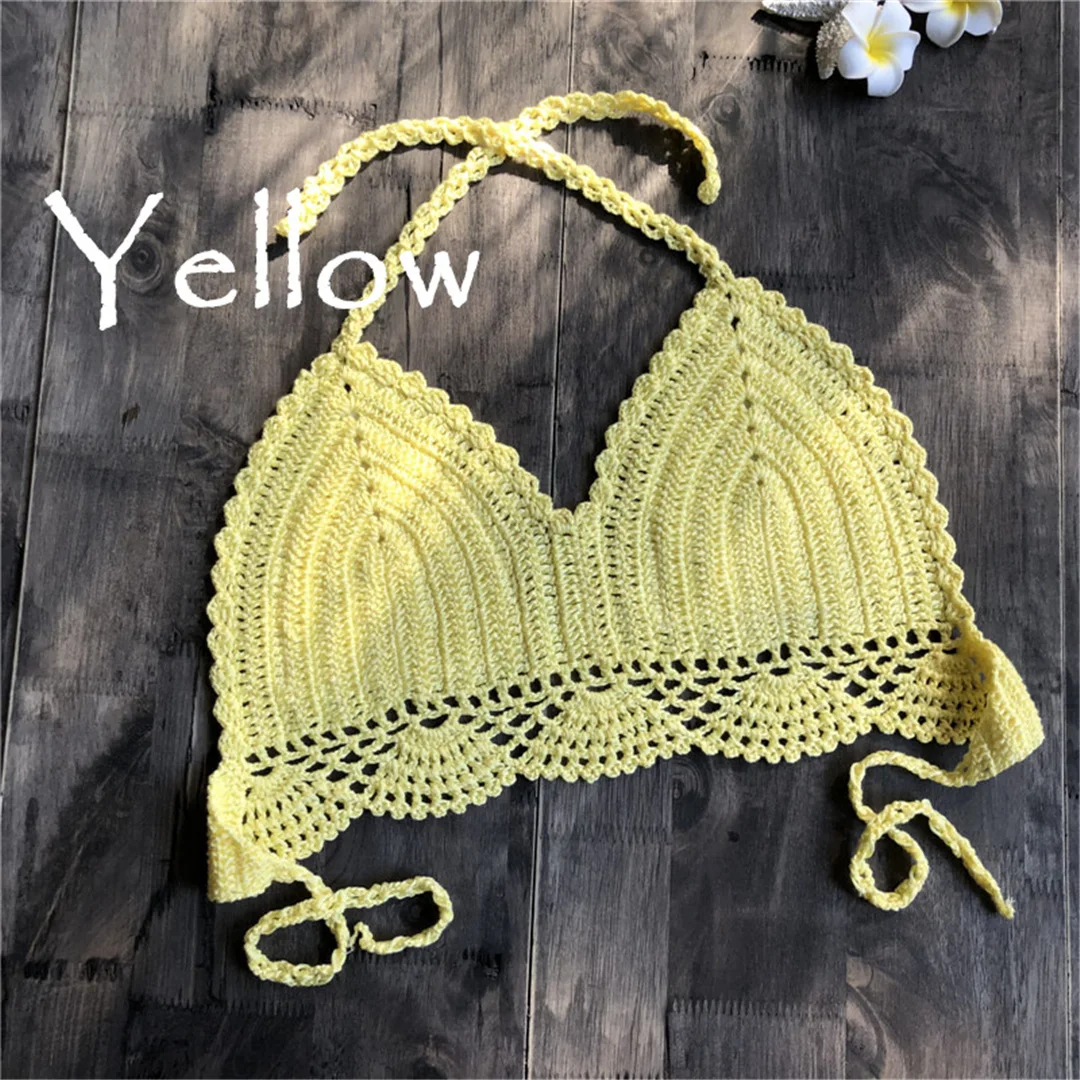 S - XL 9 Farben Häkel-Strick-Bikini-Oberteil Damen-Badeanzug Frauen-Bademode Bademode Badeoberteil mit Ausschnitten Strand-Top V4194 – Detail 25