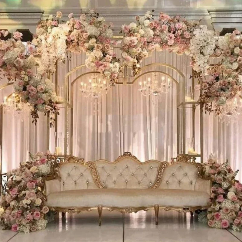 

9ft tall gold decorate wedding backdrops stand Rectangular arch Stage decoration arch