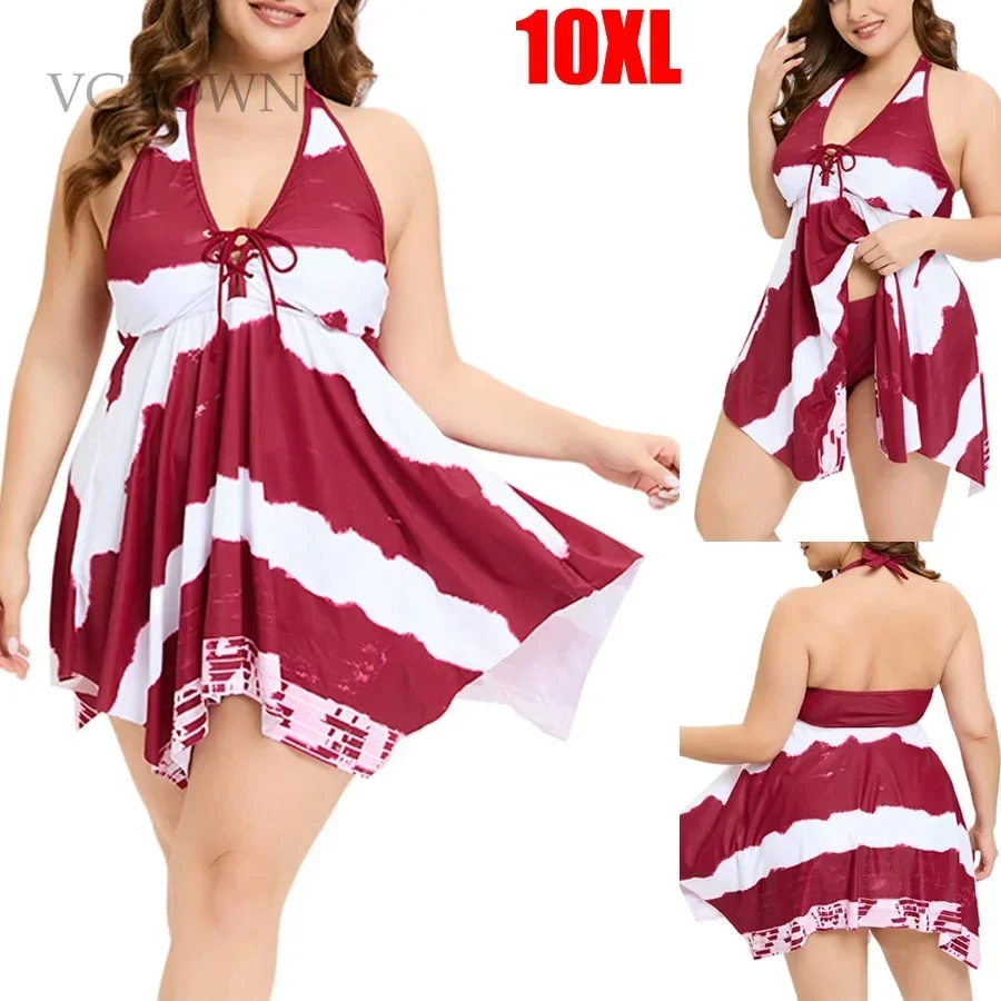 

Большой размер 10XL бикини из двух частей купальник платье женский танкини новый купальник больших размеров женский купальный костюм