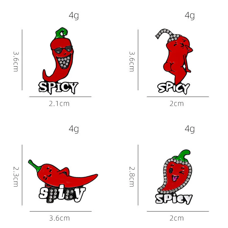 Cute Cartoon Red Hot Chili Peppers Quirky Characters Emoji Brooch Letters Vegetables Badge Clothing Backpack Decoration Pins