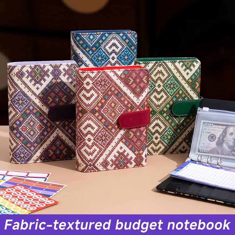 Carnet à 6 anneaux en cuir PU A6, design élégant, couverture de carnet de notes personnelle, peut être utilisé pour le stockage de budget en espèces