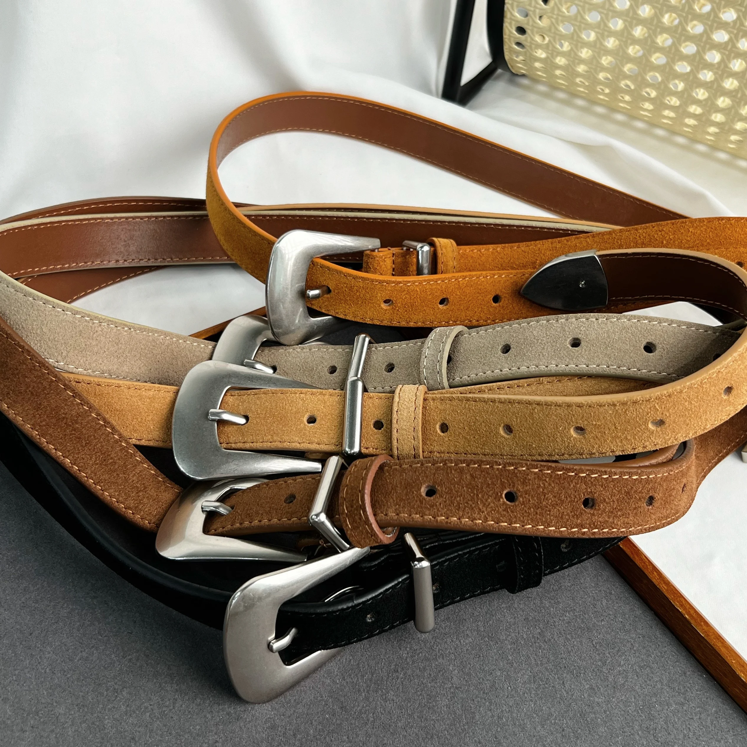 女性用スエードバックルベルトウエストバンドアクセサリー