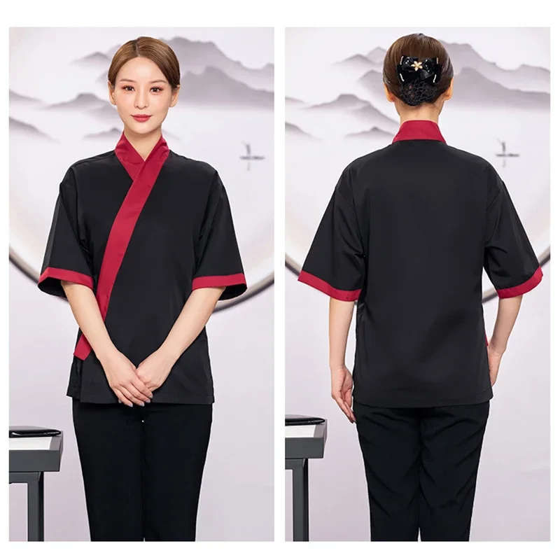 Japanse stijl Sushi Restaurant Ober Overalls Kimono Hanbok Unisex Catering Barbecue Winkel Ober Werkkleding Tops met schort