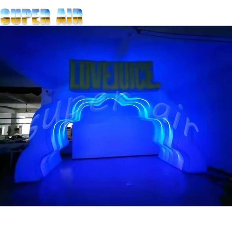 Mooie outdoor feestdecoratie opblaasbare zwaaide boog voor podiumdecoratie met verlichting