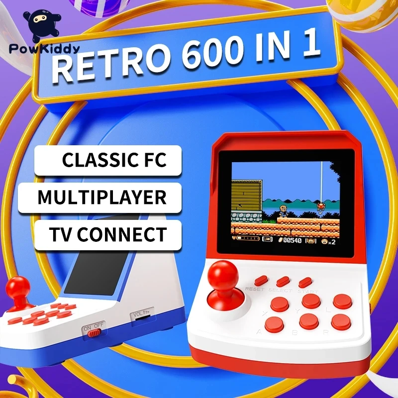 Mini consola de juegos Arcade A6 plus, reproductor de juegos portátil Retro con 600 juegos de 8 bits, compatible con pantalla de TV, regalo para niños