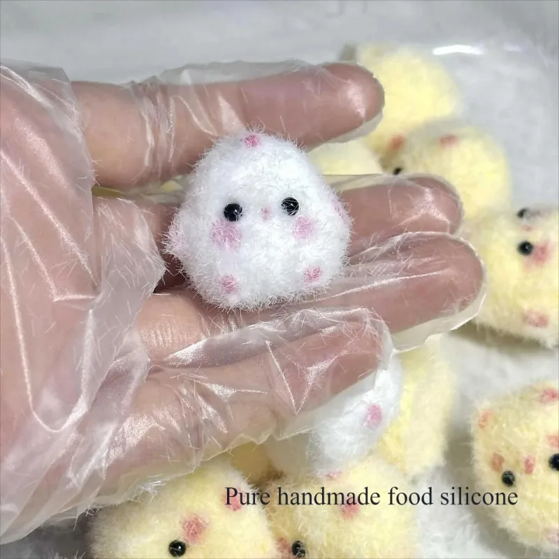 1pc Sticky Chicken Kawaii Handmade Silicone Soft Flocked Yellow Chicken Seal Soft Chicken Kids Birthday Gift Toy