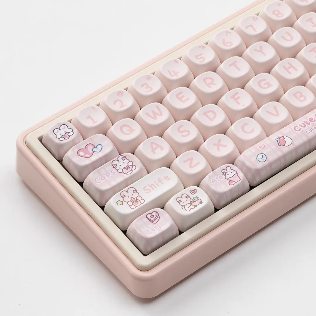 

Moa snack rabbit keycap pbt material hot sublimation cute pink fit 108 98 87 82 75 68 keys