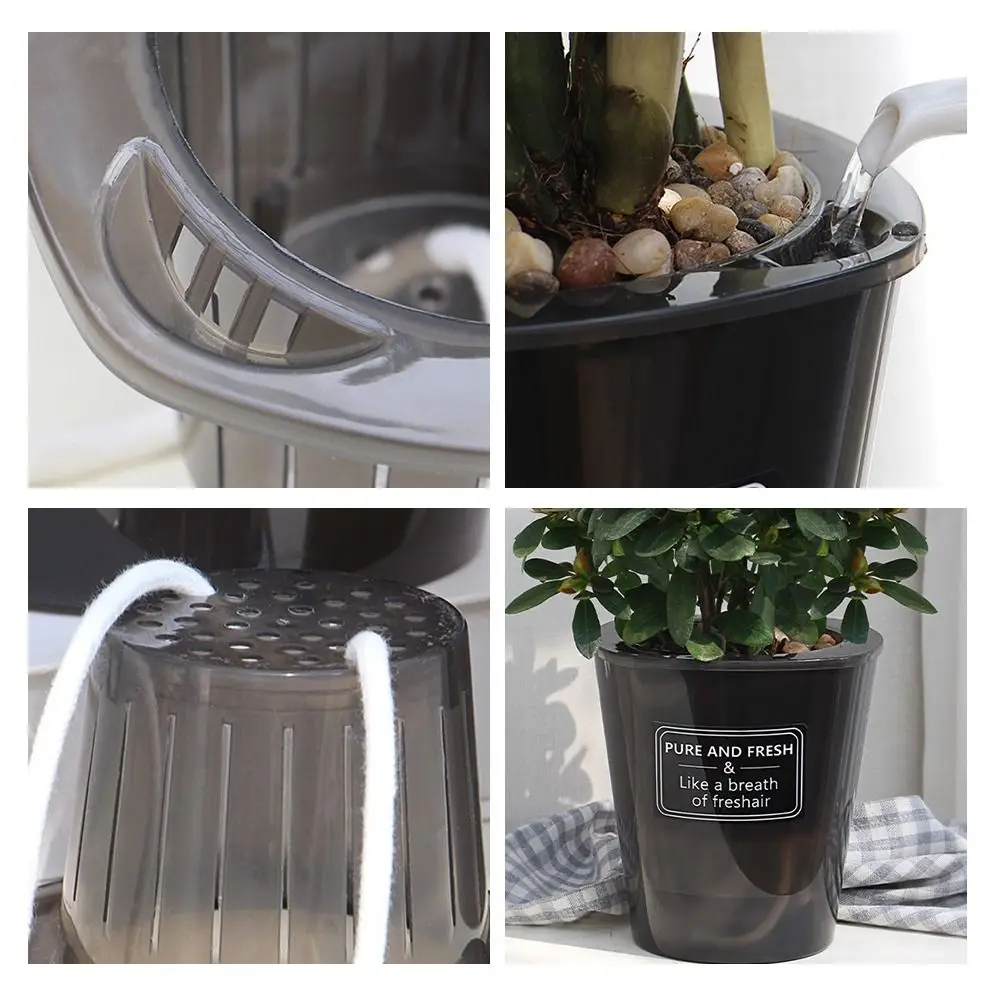 Desktop Plastic Planter Pots Hydroponic Simple Automatic Water Absorption Vase Room Decor Self Watering Plant Flower Pot