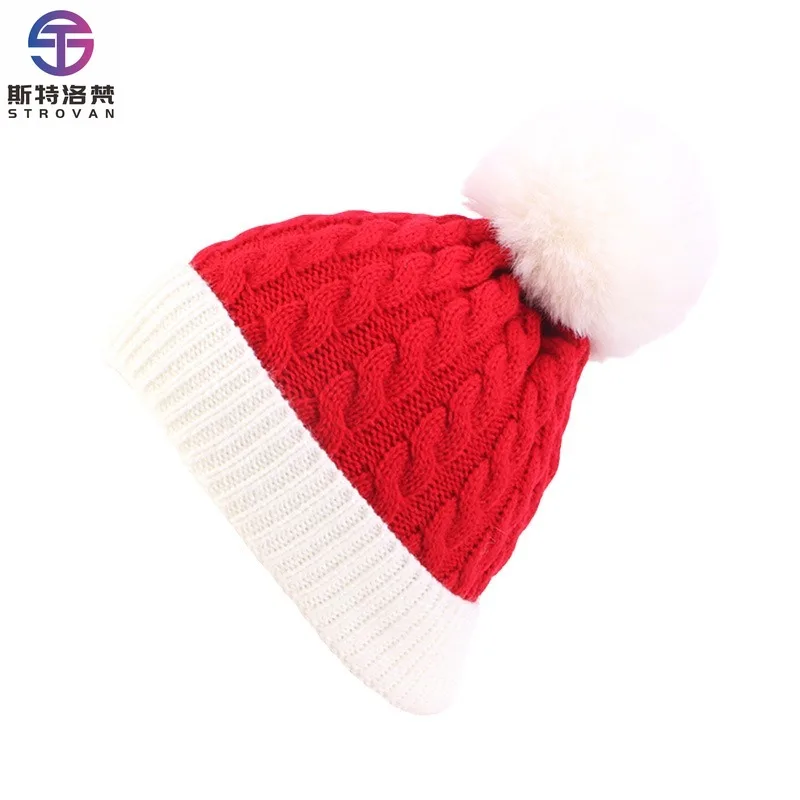 

Christmas Beanie Hats Pompom Xmas Knitted Hats Custom Design LED Light Knitted Hats