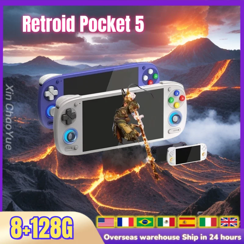

Retroid Pocket 5 RP5 Retro Handheld Game Console Video Player 5.5 Inch OLED Touch Screen Android13 Wifi Bluetooth PSP PS2 games