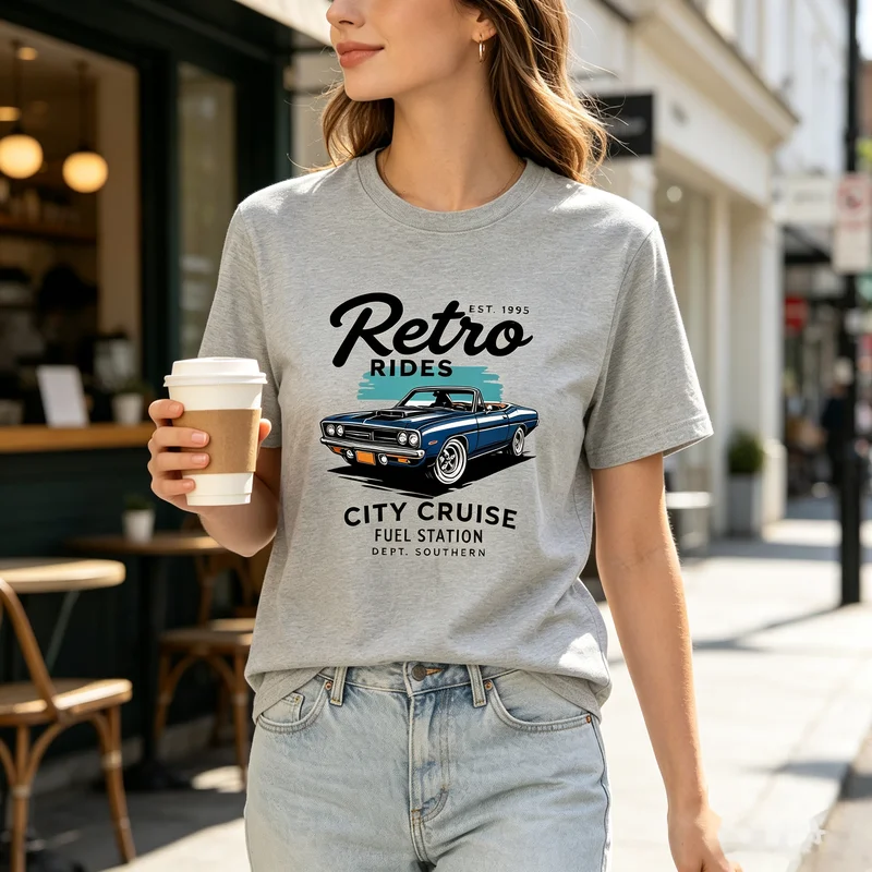 Retro Rides Vintage Car T-Shirt Classic Car Graphic Tee Casual Streetwear Unisex Quality Cotton Shirt for Car Lovers Y2k Top