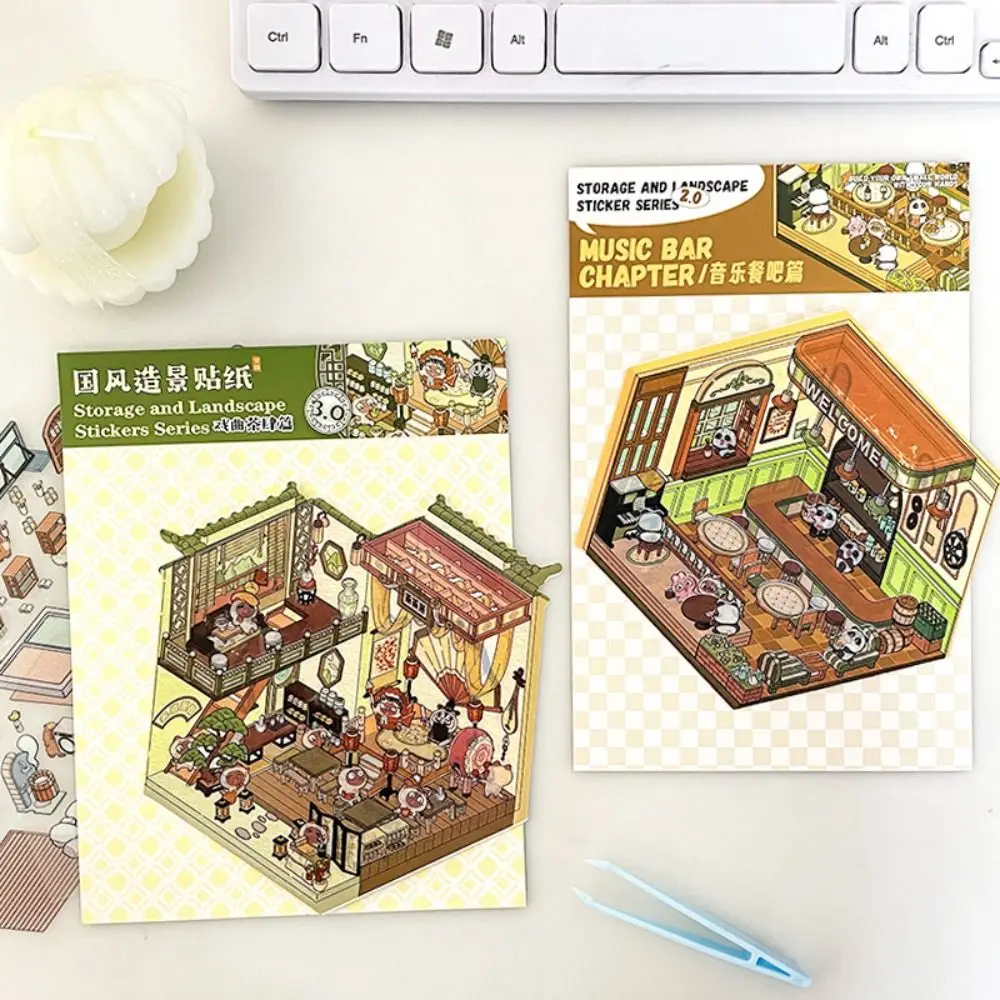 

Kawaii DIY Miniature Scene 3D Stickers Three-dimensional Decorative Landscaping Stickers Cartoon Landscape Notebook Sticker