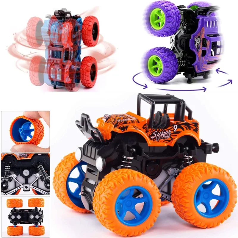 

Q Version Trucks Pull Back Vehicles Cars Rotation Four-Wheels Drive Durable Friction Powered Push and Go Birthday Toys for Kids