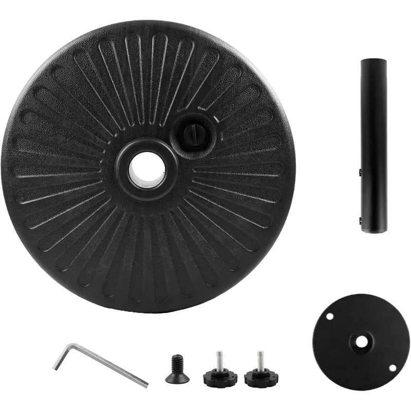 44BLS Outdoor Furniture Weighted Base - Adjustable Anti-Wind Sand/Water Fillable Anchor Stand for Patio Umbrella-Black