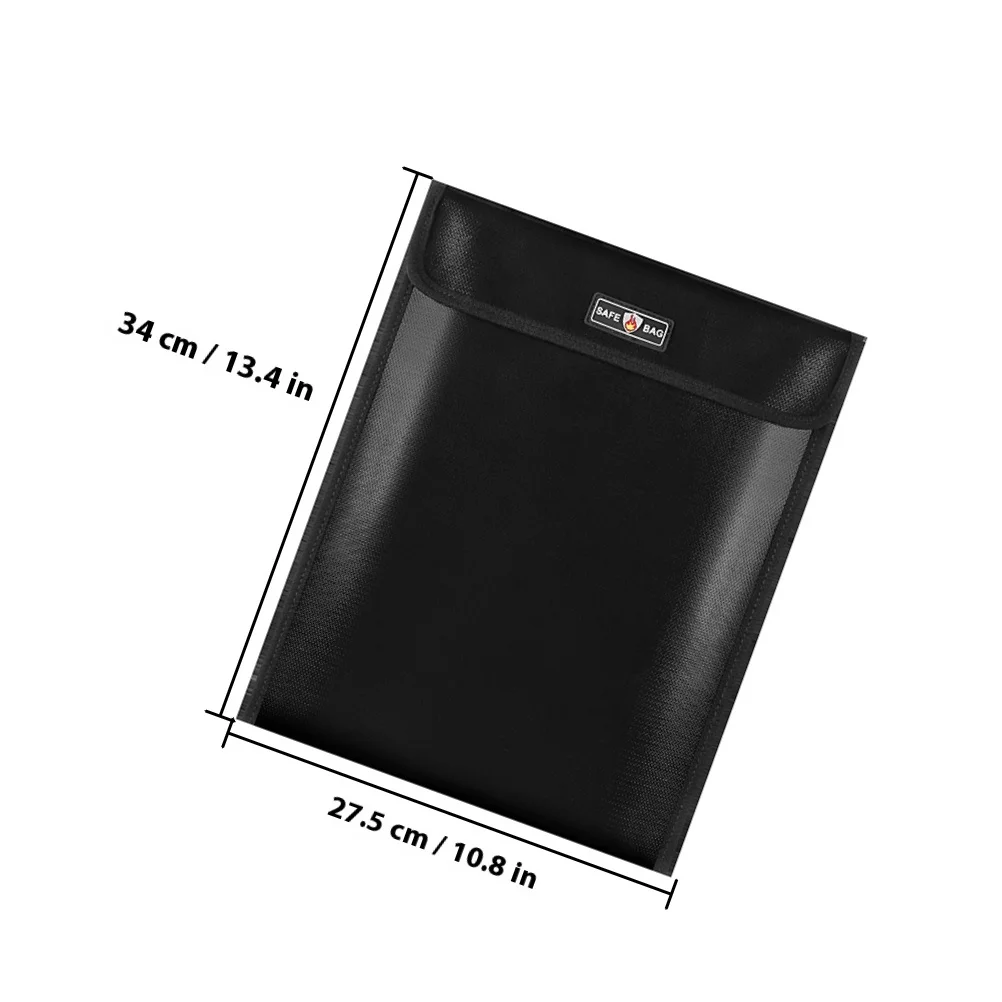 1Pcs Fireproof File Bag Silicone Fiberglass Large Zipper Document Pouch Waterproof Security Document Bag High Temperature