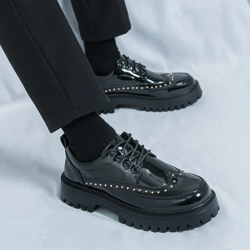 

High Quality Men Shoes Formal Leather Shoes Men's Business Casual Shoes Wedding Fad High-end Platform Loafers Zapatillas Hombre