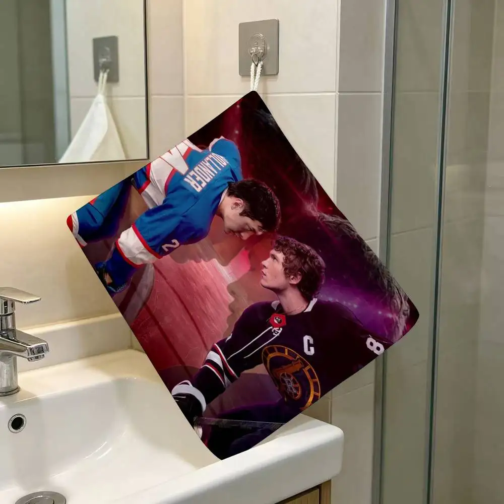 Sport Hockey Heateds Players Rivalry Hanging Style Hand Wiping Towel Polyester Cotton Anti-fade For Indoor Kitchen Living Room