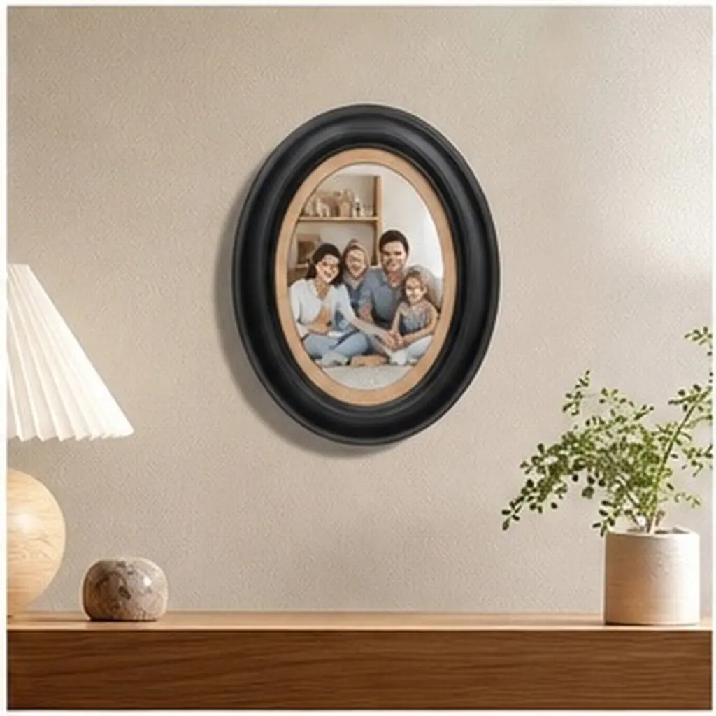 7 Inch Classic Oval Solid Wood Picture Frame for Wall Hanging Or Tabletop Display Home Decor Accent Perfect for Couples Adults