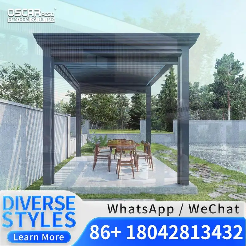 3x3 3x4 4x4 4x6 4x8 Modern Waterproof Exterior Motorized Louvered  Powder Coated Aluminium Outdoor for Patio Garden Backyard Per
