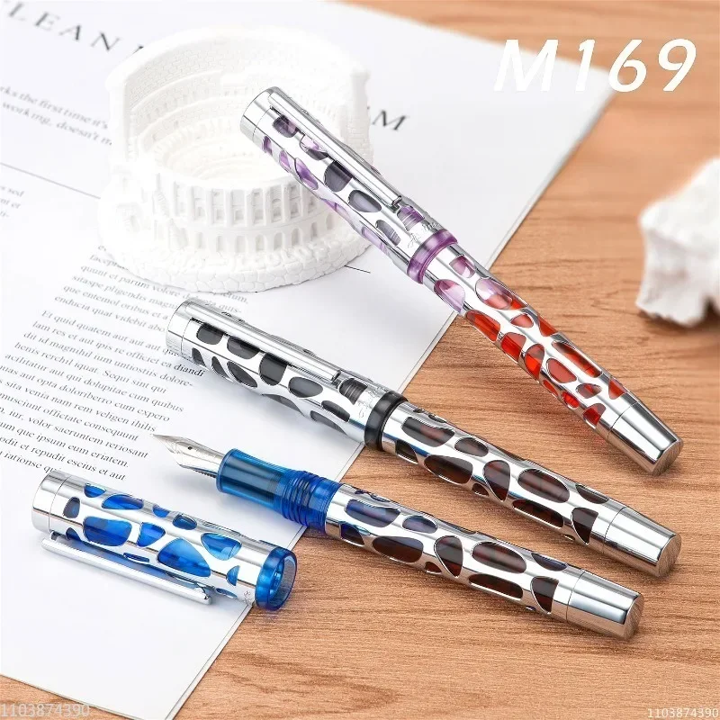 Asvine Fountain Pen EF/F/M 0.38/0.5/0.7mm Nib, Transparent Acrylic Black Purple Blue Pens,office School Supplies Writing Gift