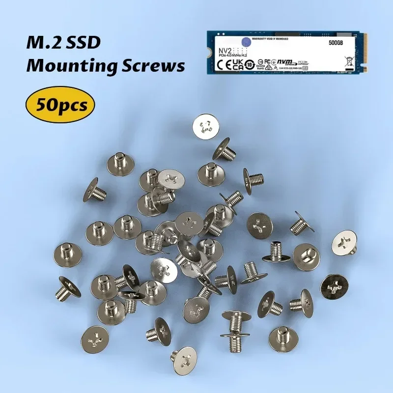 50PCS M.2 SSD Screw Kit with Screwdriver Phillips Flat Head Stainless Steel NVMe Mounting Screws for PC Laptop Repair