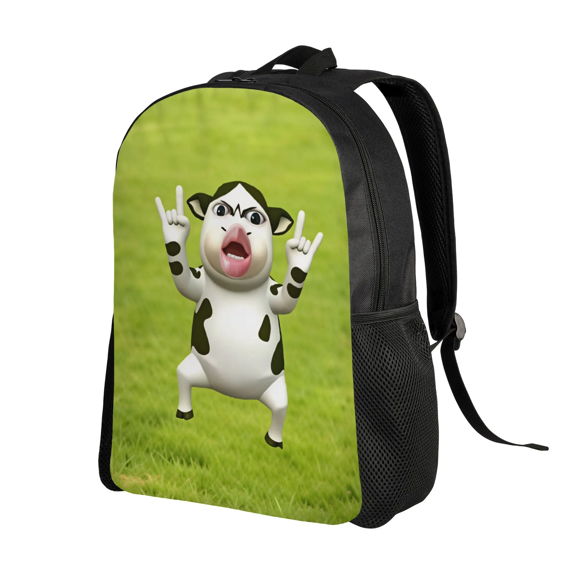 Funny Grassland Cattle Meme  Backpack  Camping Backpacks Boy Custom Print School Bags Casual Rucksack