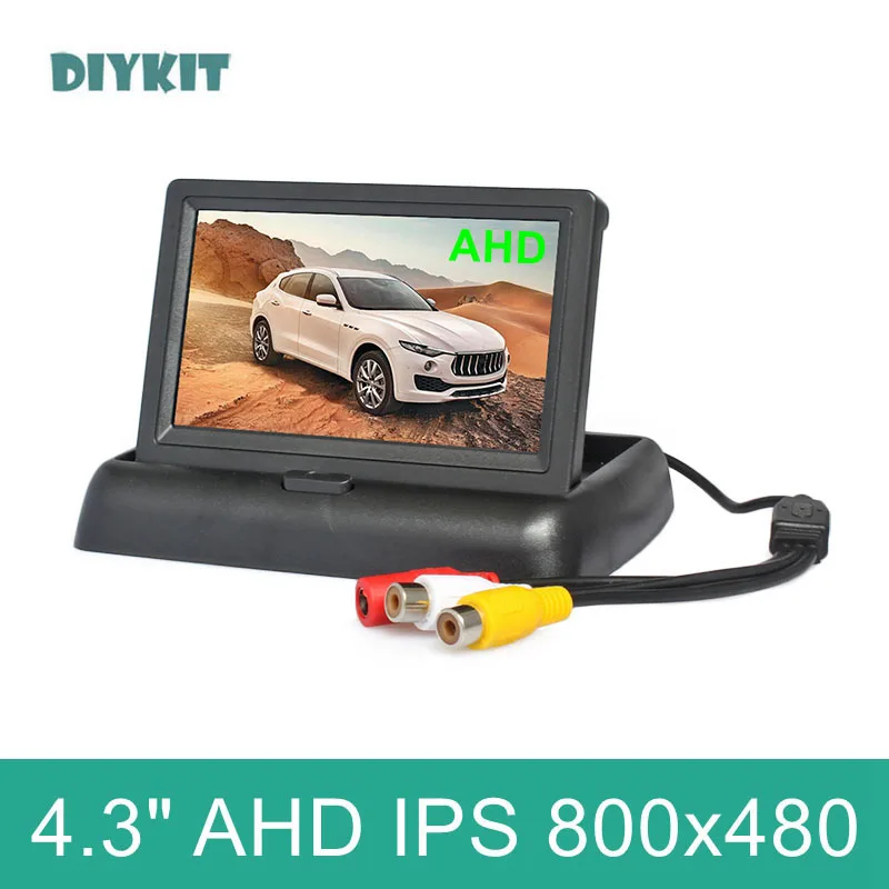 

DIYKIT 4.3inch AHD IPS 800*480 Foldabel Rear View Car Monitor Backup Monitor for AHD Camera CVBS Car Camera