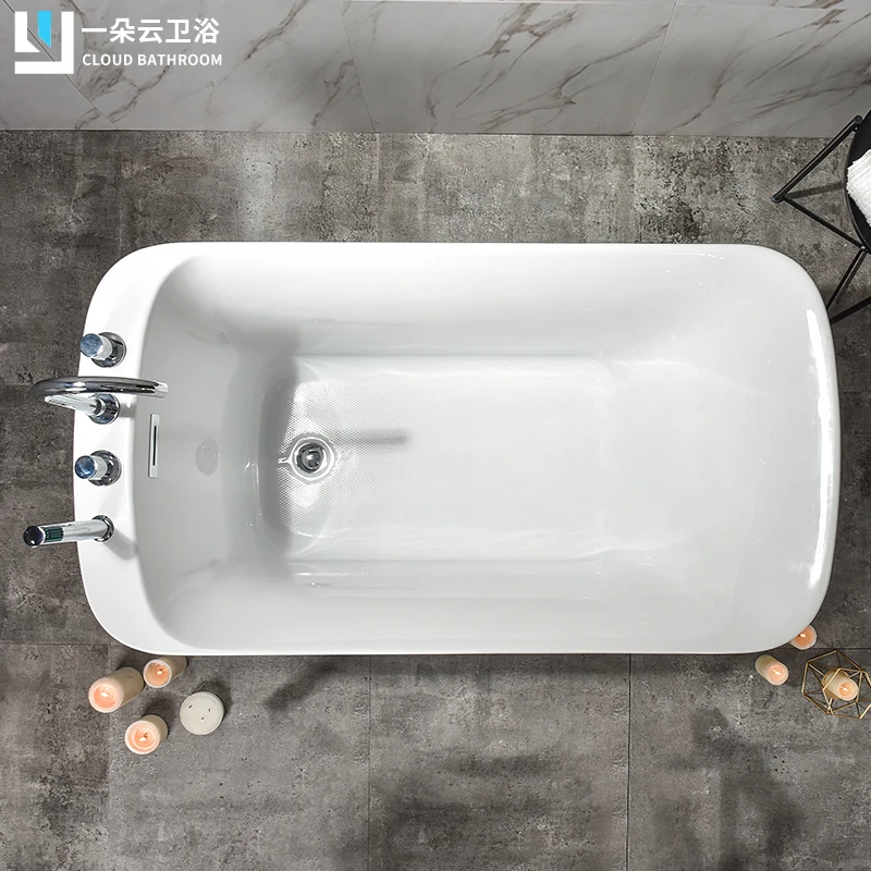 Custom-made independent acrylic simple bath tub for adult household 1.2m hotel project double bath deepened bath tub.