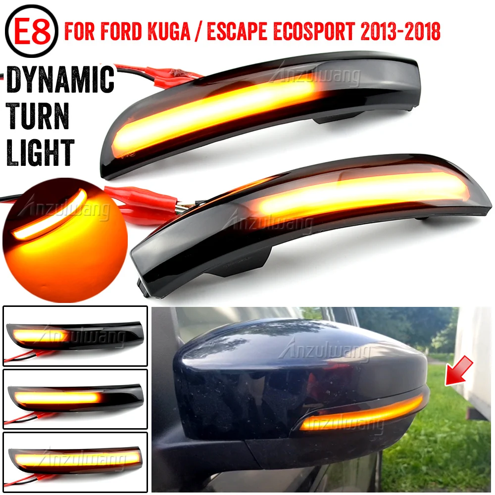 2 Pieces Dynamic Blinker LED Turn Signal Lights Side Mirror indicator For Ford Escape Kuga II EcoSport 2013 - 2019