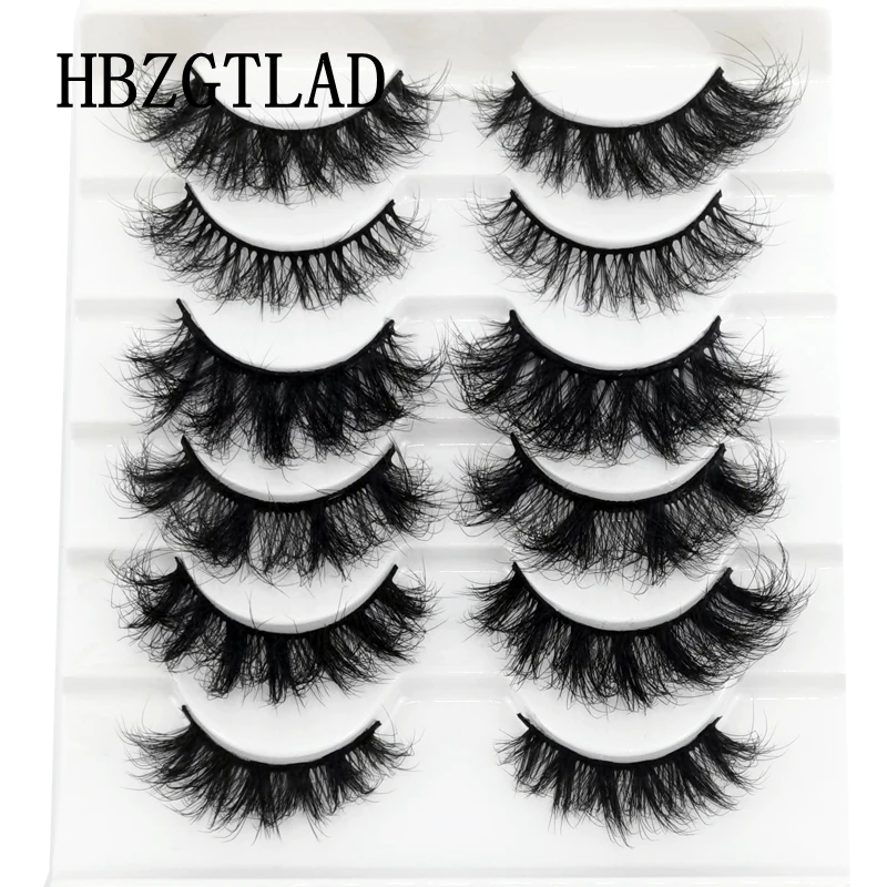 HBZGTLAD False Eyelashes Cat-Eye Fluffy Faux Mink Lashes 8D Wispy Lashes 6 Pairs Pack Dramatic Long Thick Volume Eyelashes