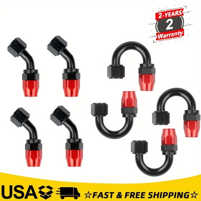 

OE 4Pcs 6AN 12AN 45° 180° Degree Swivel Fuel Oil Gas Line Hose End Fitting Adapter