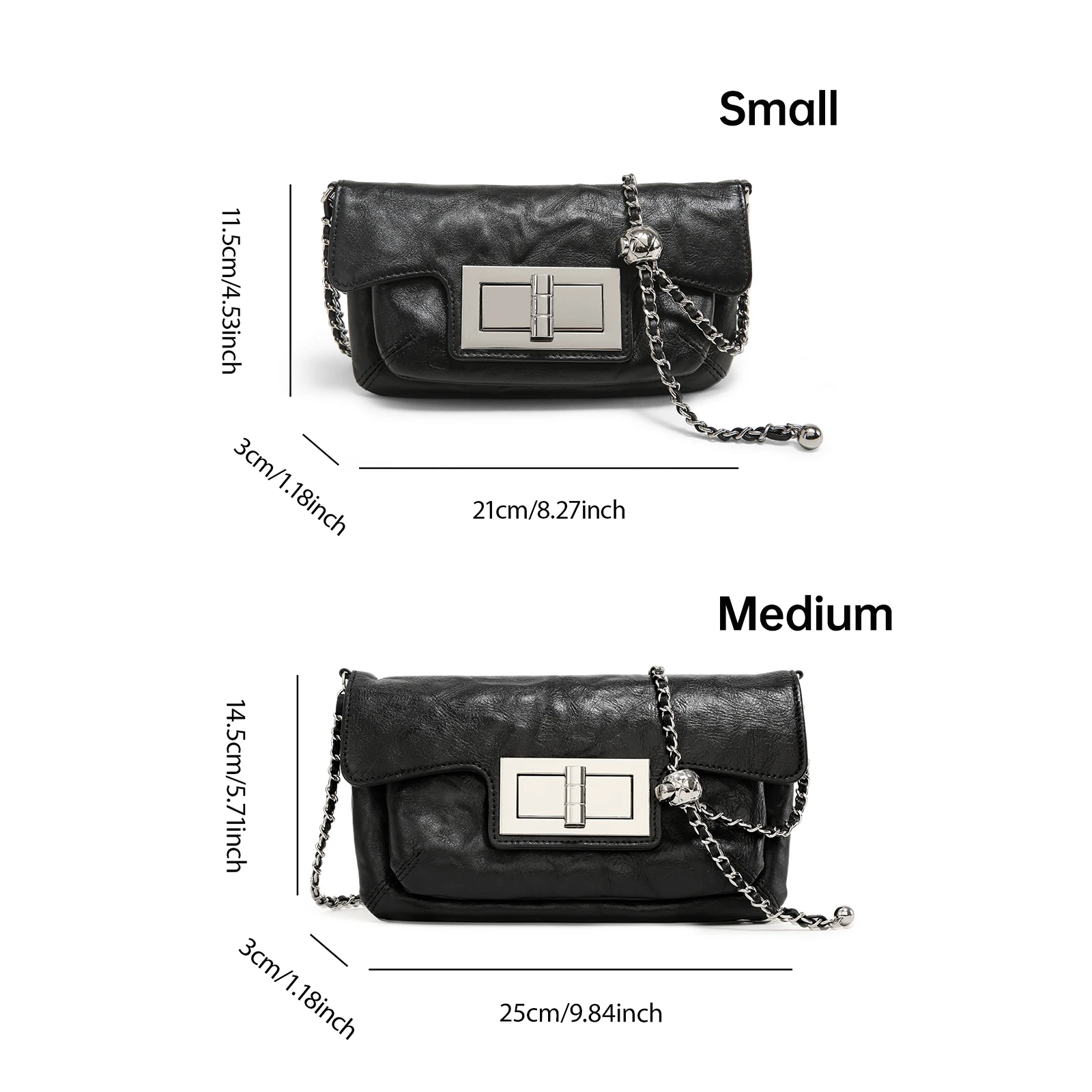 ITAMOOD Women Chain Bag Retro Texture Leather Small Handbag Makeup Cosmetics Cell Phone Shoulder Bag Bag Female Cowhide Fashion