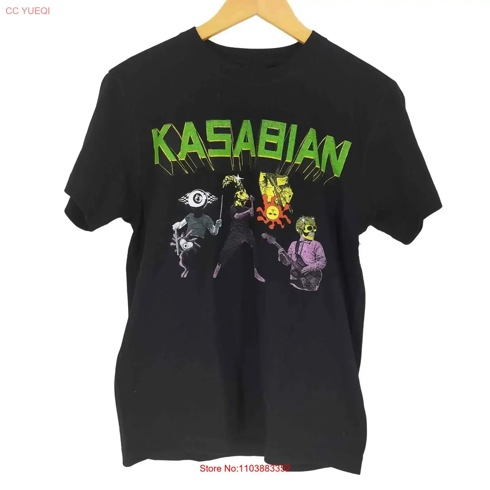 Футболка Kasabian Band Live In Tour из плотного хлопка, черная, размер S-5XL, T106, винтажная, с эффектом потертости, модная, стильная, с легким графическим принтом, мужская, повседневная.