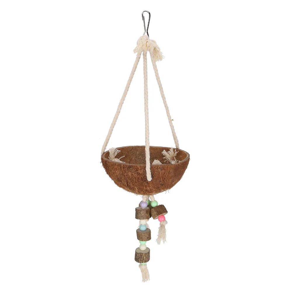 Pure Coconut Shell Pure Coconut Shell Bird Nest Hanging Rope Swing Design Hanging Pet Cage Swing Breeding Nest Metal Buckle