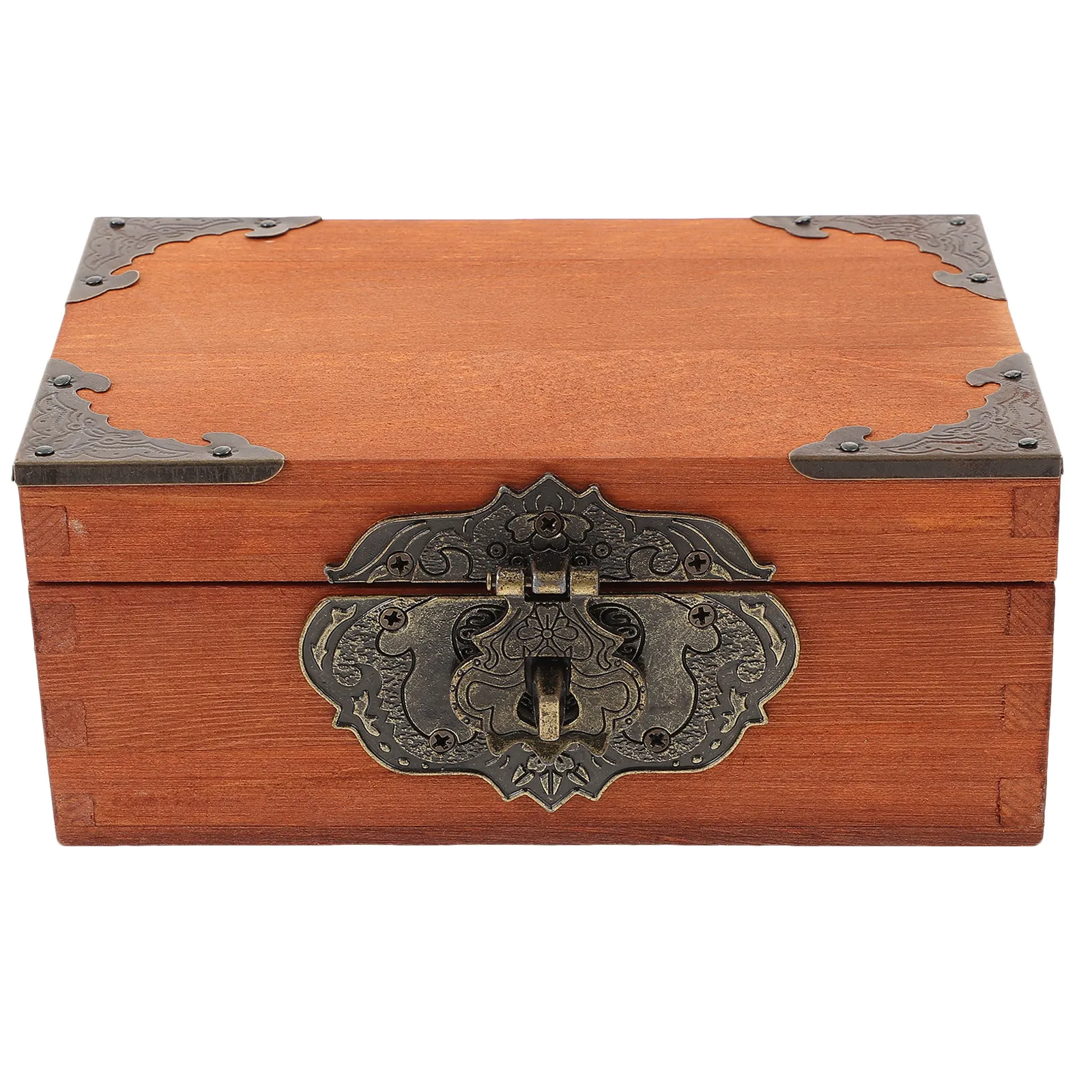 1Set Vintage Wooden Storage Box with Lock Retro Style Storage Container Large Capacity Rectangular Box Retro Style Case