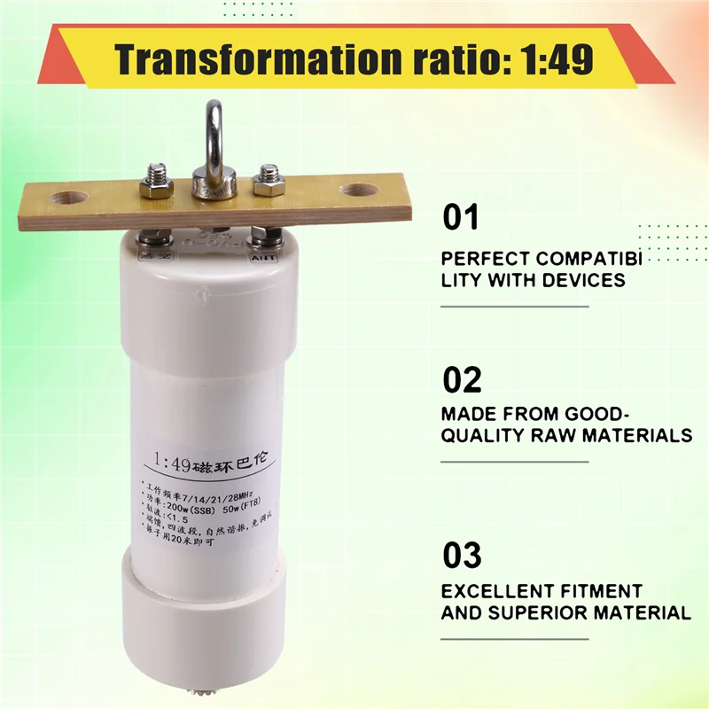 

AA08-1:49 Balun 200W Impedance Transformer Shortwave Antenna Balun End-Fed SSB Antenna For Enhanced Signal Reception
