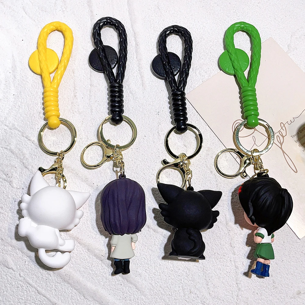 Japanese anime Suzume cute black cat white cat keychain Keyring Car Key Holder for Party Accessories Birthday gifts for holidays