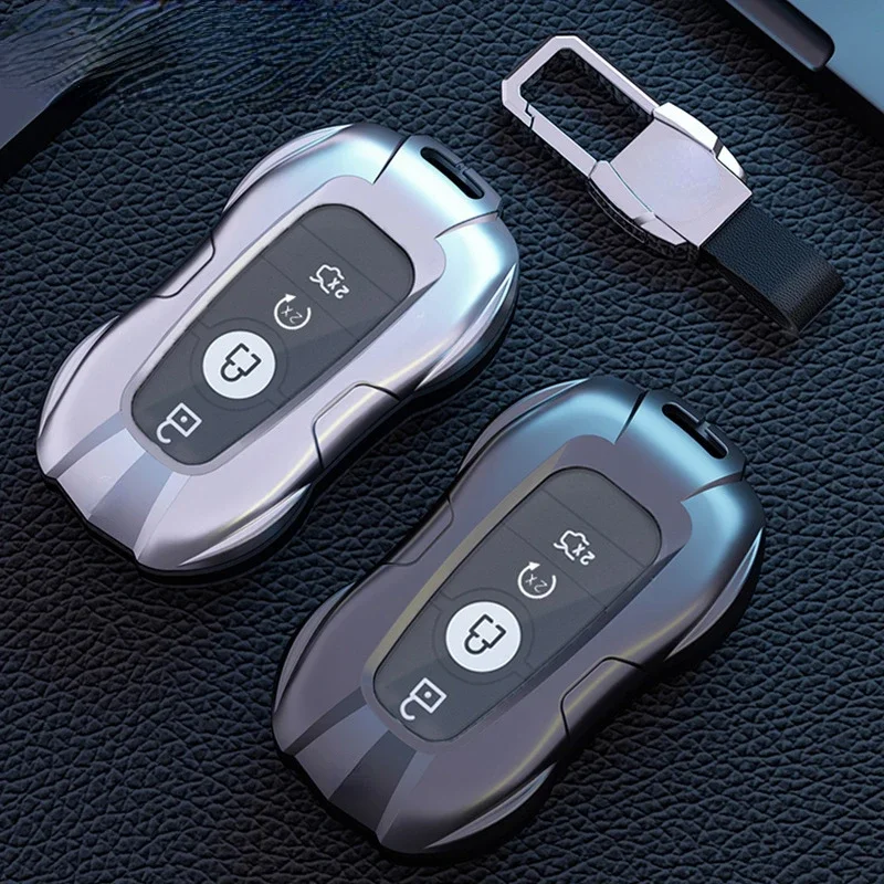 

For Ford Mustang 2018-2021 Zinc Alloy Space Gray/Temperament Silver Car Key Case Keyless Cover Key Shell Car Accessories