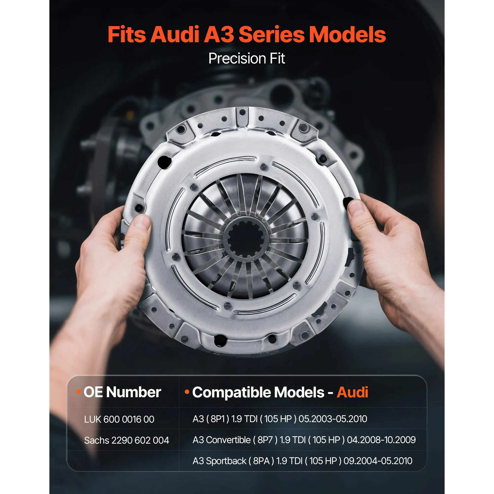 SucceBuy Clutch Kit Heavy Duty OEM Clutch Kit OEM Replacement Transmission Clutch Kit Compatible with 2003-2010 Audi A3 (8P1)