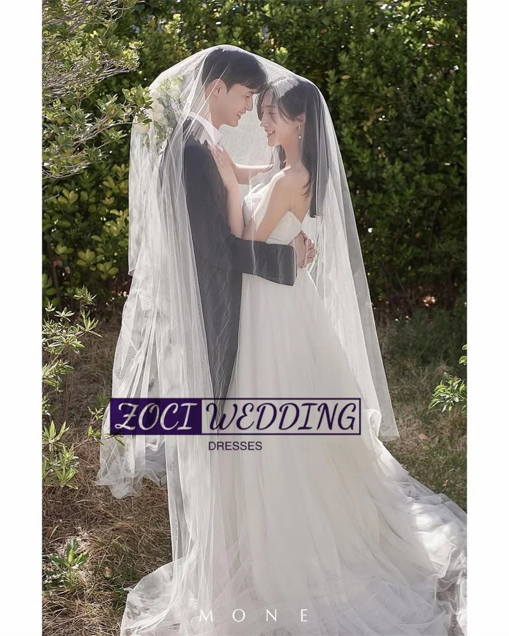 Zoci Sweetheart Korea Wedding Dresses Photos Shoot Off Shoulder Soft Tulle Dress Customized Corset Women Bride Reception Gowns