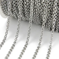 1Meter 4mm Stainless Steel Double Rings Link Chain Small Circle Loop Chain for DIY Necklace Bracelets Bag Chain Jewelry Findings