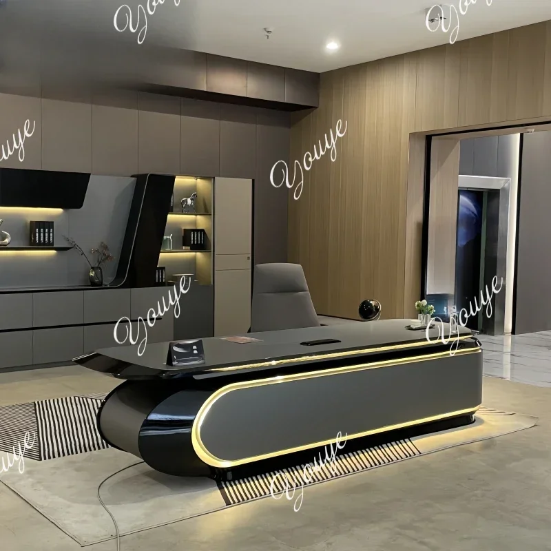 N49 J Large Organiser Computer Desk Lamp Charging Storage Executive L Shaped Office Table Reception Reading Bureau Office Furnit